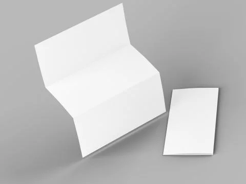 Open trifold brochure in A4 format mockup.3d illustartion Stock Illustration