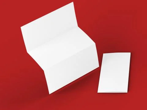 Open trifold brochure in A4 format mockup.3d illustartion Stock Illustration