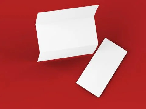 Open trifold brochure in A4 format mockup.3d illustartion Stock Illustration