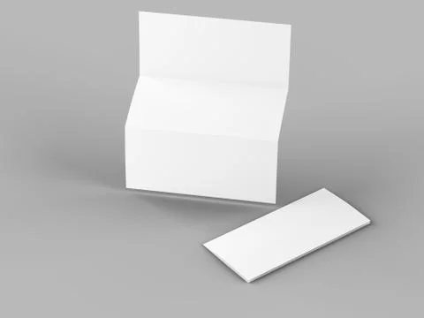 Open trifold brochure in A4 format mockup.3d illustartion Stock Illustration