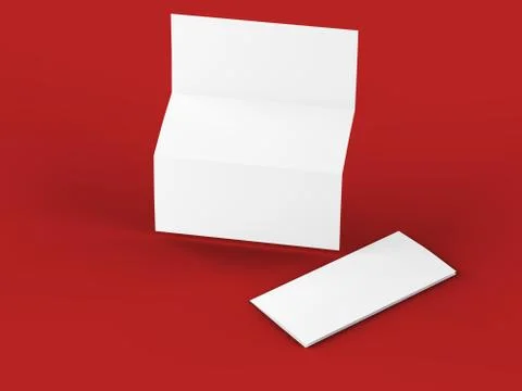 Open trifold brochure in A4 format mockup.3d illustartion Stock Illustration