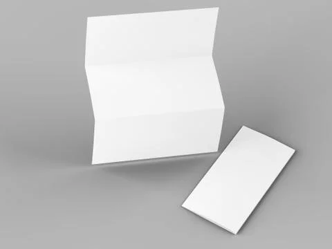 Open trifold brochure in A4 format mockup.3d illustartion Stock Illustration