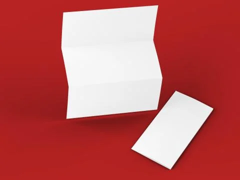 Open trifold brochure in A4 format mockup.3d illustartion Stock Illustration