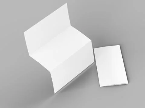 Open trifold brochure in A4 format mockup.3d illustartion Stock Illustration