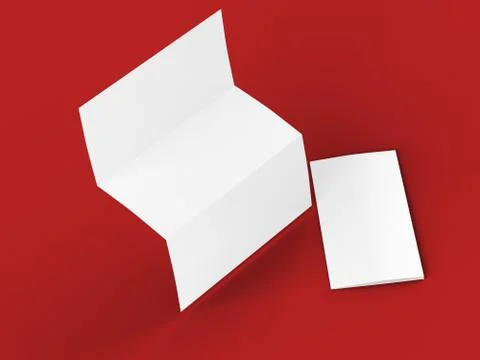 Open trifold brochure in A4 format mockup.3d illustartion Stock Illustration