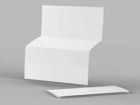 Open trifold brochure in A4 format mockup.3d illustartion Stock Illustration