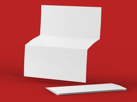 Open trifold brochure in A4 format mockup.3d illustartion Stock Illustration