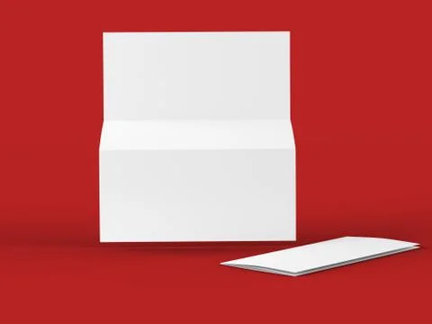 Open trifold brochure in A4 format mockup.3d illustartion Stock Illustration