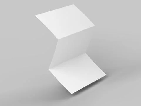 Open trifold brochure in A4 format mockup.3d illustartion Stock Illustration