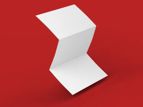 Open trifold brochure in A4 format mockup.3d illustartion Stock Illustration