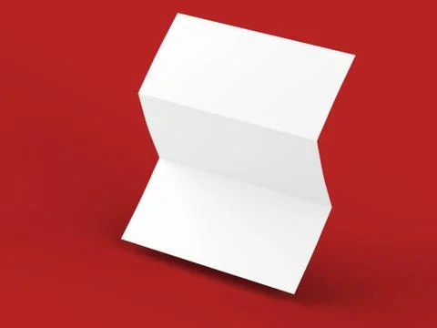 Open trifold brochure in A4 format mockup.3d illustartion Stock Illustration