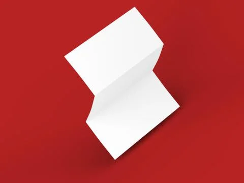 Open trifold brochure in A4 format mockup.3d illustartion Stock Illustration