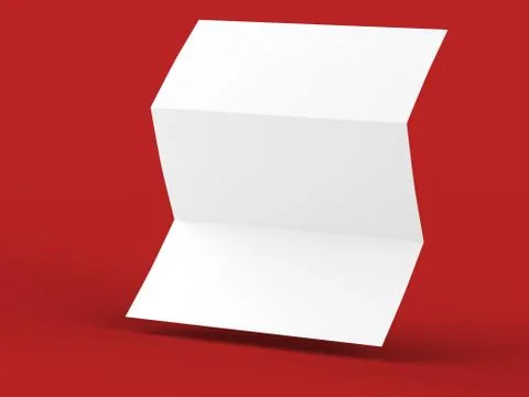 Open trifold brochure in A4 format mockup.3d illustartion Stock Illustration