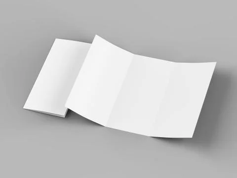 Open trifold brochure in A4 format mockup.3d illustartion Stock Photos