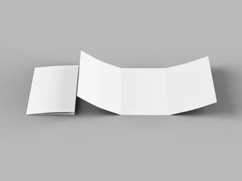 Open trifold brochure in A4 format mockup.3d illustartion Stock Photos