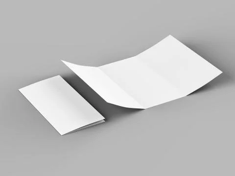 Open trifold brochure in A4 format mockup.3d illustartion Stock Photos