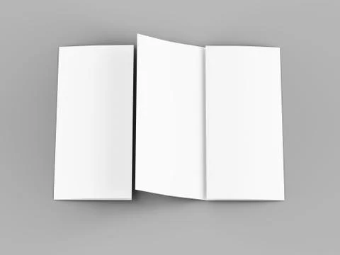 Open trifold brochure in A4 format mockup.3d illustartion Stock Photos