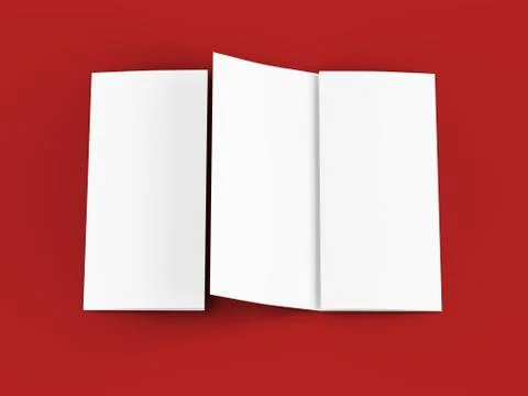 Open trifold brochure in A4 format mockup.3d illustartion Stock Photos
