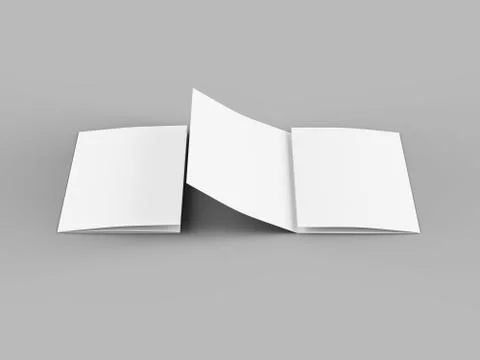 Open trifold brochure in A4 format mockup.3d illustartion Stock Photos