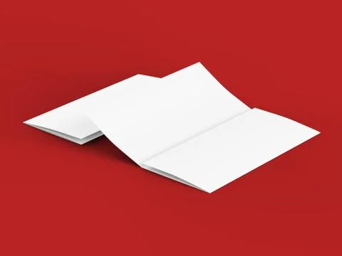 Open trifold brochure in A4 format mockup.3d illustartion Stock Photos