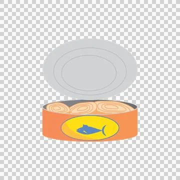 Open Tuna Can Vector Icon with Lid and Fish Label for Seafood Design Stock Illustration