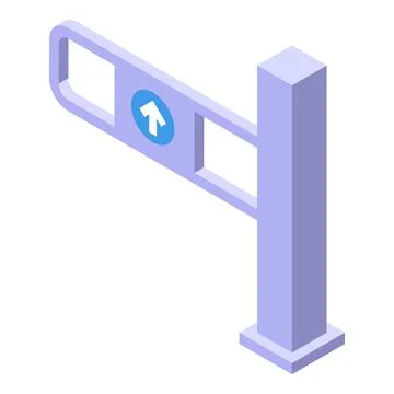 Open turnstile allowing access with up arrow sign in blue circle Stock Illustration