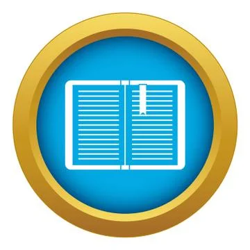 Open tutorial with bookmark icon blue vector isolated Stock Illustration