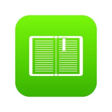 Open tutorial with bookmark icon digital green Illustrazione stock