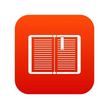 Open tutorial with bookmark icon digital red Stock Illustration