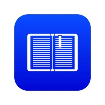 Open tutorial with bookmark icon digital blue Stock Illustration