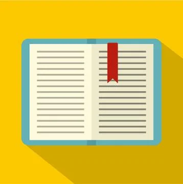 Open tutorial with bookmark icon, flat style Illustrazione stock