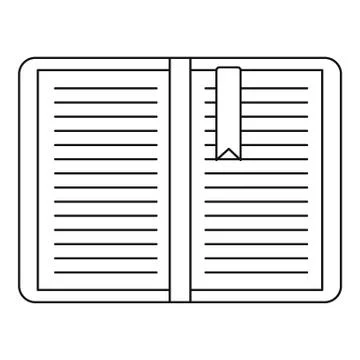 Open tutorial with bookmark icon, outline style Illustrazione stock