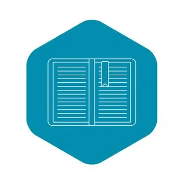 Open tutorial with bookmark icon, outline style Stock Illustration