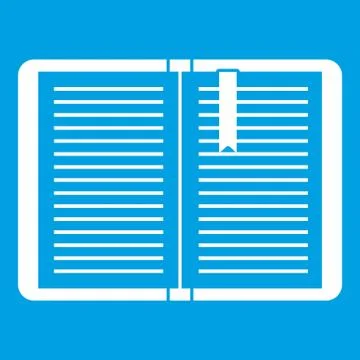 Open tutorial with bookmark icon white Illustrazione stock