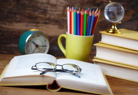 Open tutorial with glasses on the table in the audience Fotos Stock