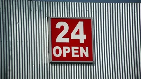 Open Twenty Four Sign Close Up Stock Footage 10589987