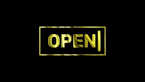 Open typewriter golden text animation, open sign golden luxury typewriter Video stock 297062654
