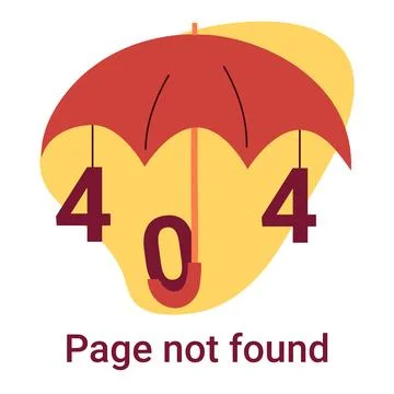 Open umbrella with 404 error. Illustration for the site Page not found. Vec.. Stock Illustration