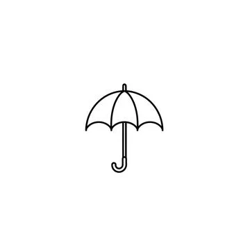 Open umbrella outline icon vector graphic rainy day symbol Stock Illustration