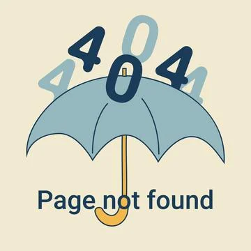 Open umbrella with rain from 404 error. Illustration for the site Page not .. Stock Illustration