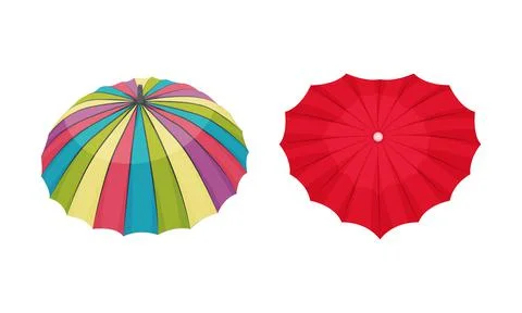 Open Umbrella as Waterproof Protective Accessory for Rainy Weather Vector Set Illustrazione stock
