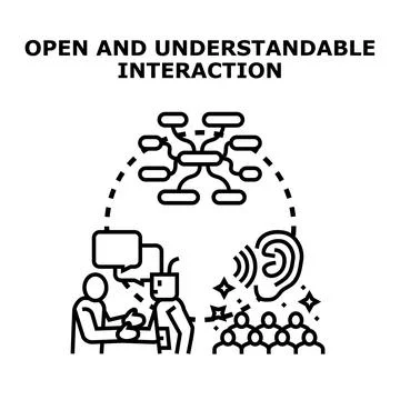 Open understandable interaction concept creating public engagement 库存插图