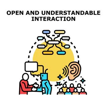 Open understandable interaction concept creating public engagement 库存插图