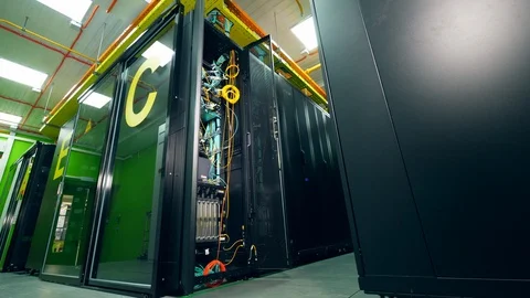 Open unit of an empty server room Stock Footage 112170723