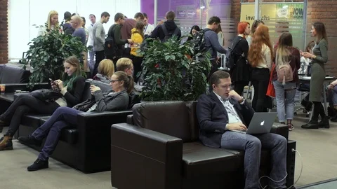 Open vacancies fair to find IT programmers in Hi-Tech Park MINSK, BELARUS 11.24 Stock Footage 103500698