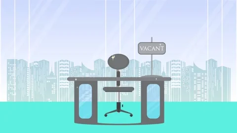 Open vacancy. Office space. Empty office desk and vacant chair. Stock Footage 124875950