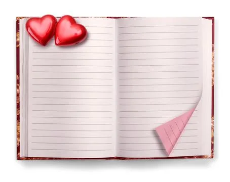 Open Valentine diary blank notebook Stock Photos