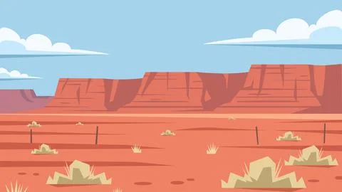 Open Valley Desert Flat Design Illustration Background Stock Illustration