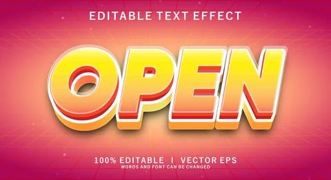 Open vector text effect with modern style design Stock Illustration