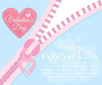 Open vector zipper and cute lock. happy valentine day banner template for a.. Stock Illustration